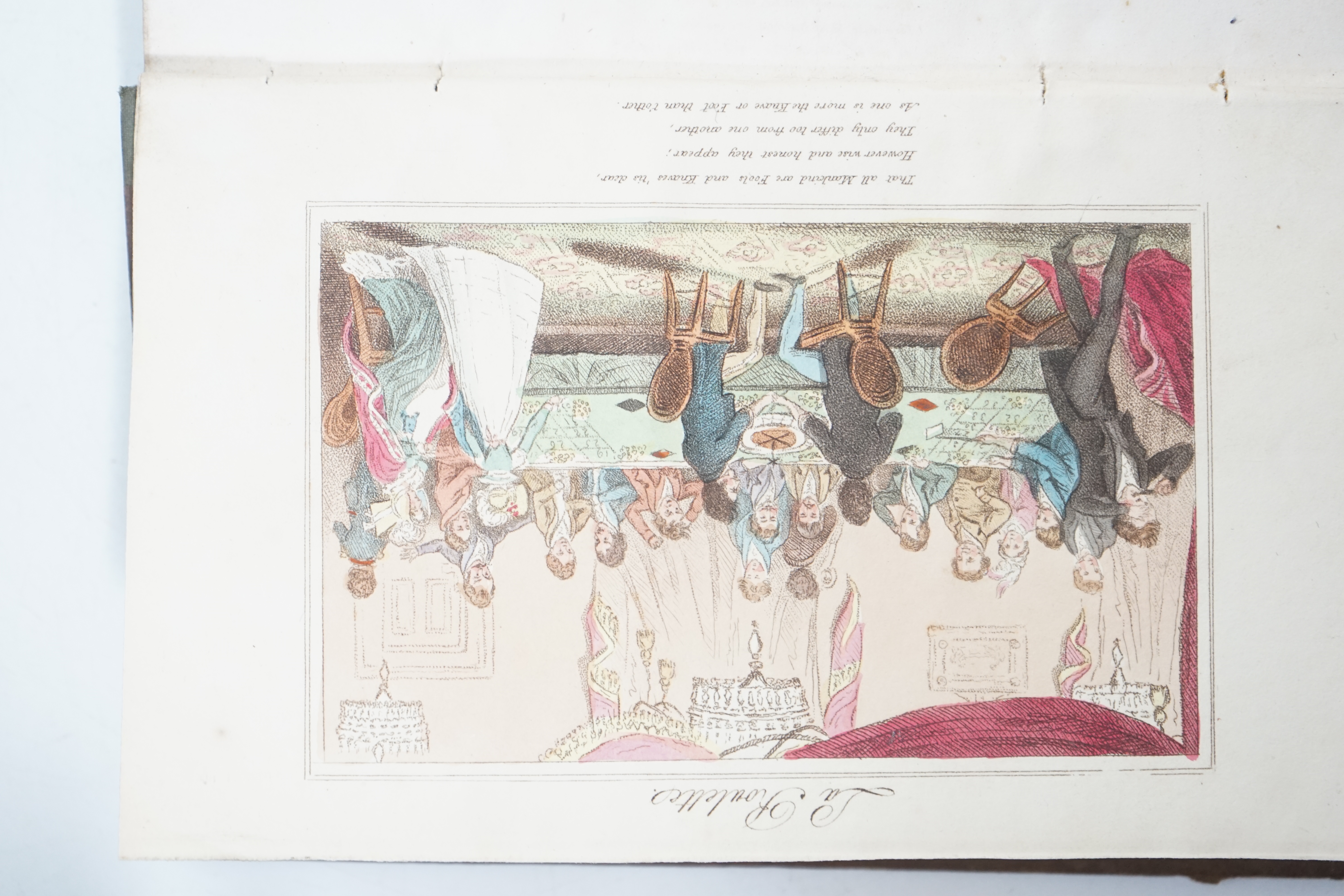 Persius, Charles [Dunne, Charles] - The Academicians of 1823; or, the Greeks of the Palais Royal, and the Clubs of St. James’s, 8vo, quarter cloth with drab boards, half title, hand-coloured engraved frontispiece of ‘’La